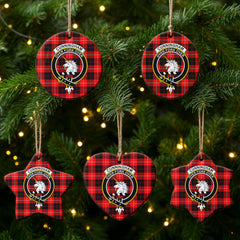 Cunningham Modern Tartan Crest Christmas Ceramic Ornament