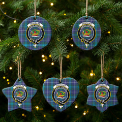 Douglas Modern Tartan Crest Christmas Ceramic Ornament