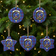 Elliot Modern Tartan Crest Christmas Ceramic Ornament
