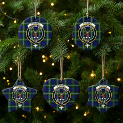 Forbes Modern Tartan Crest Christmas Ceramic Ornament