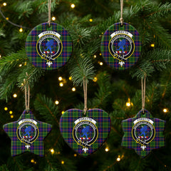 Forsyth Modern Tartan Crest Christmas Ceramic Ornament