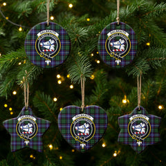Galbraith Modern Tartan Crest Christmas Ceramic Ornament