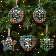 Glass Tartan Crest Christmas Ceramic Ornament