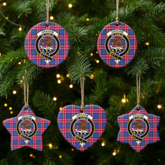 Graham of Menteith Red Tartan Crest Christmas Ceramic Ornament