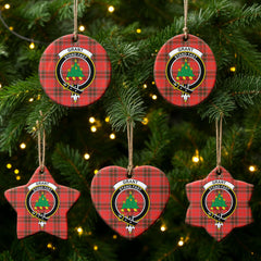 Grant Weathered Tartan Crest Christmas Ceramic Ornament
