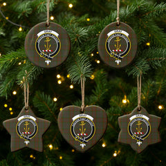 Gray Tartan Crest Christmas Ceramic Ornament