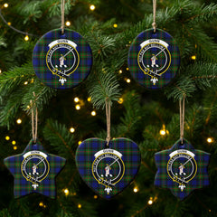 Gunn Modern Tartan Crest Christmas Ceramic Ornament