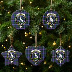 Hunter Modern Tartan Crest Christmas Ceramic Ornament