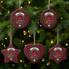 Kelly of Sleat Red Tartan Crest Christmas Ceramic Ornament