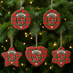 MacAuley Modern Tartan Crest Christmas Ceramic Ornament