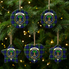 MacEwan Modern Tartan Crest Christmas Ceramic Ornament