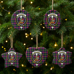 MacLennan Modern Tartan Crest Christmas Ceramic Ornament