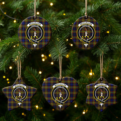 McClellan Modern Tartan Crest Christmas Ceramic Ornament