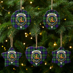 McThomas Modern Tartan Crest Christmas Ceramic Ornament