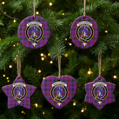 Montgomery Modern Tartan Crest Christmas Ceramic Ornament