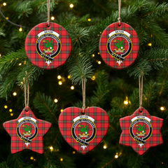 Seton Modern Tartan Crest Christmas Ceramic Ornament