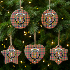 Stewart Royal Ancient Tartan Crest Christmas Ceramic Ornament