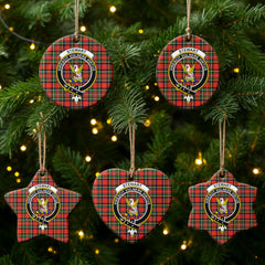 Stewart Royal Modern Tartan Crest Christmas Ceramic Ornament