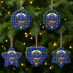 Weir Modern Tartan Crest Christmas Ceramic Ornament