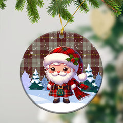 Cunningham Burgundy Dancers Tartan Christmas Ceramic Ornament - Santa Claus In Kilt Style