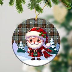 MacLeod of Harris Weathered Tartan Christmas Ceramic Ornament - Santa Claus In Kilt Style