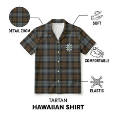 Black Watch Weathered Tartan Crest Hawaiian Shirt