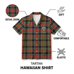 Stewart Black Tartan Crest Hawaiian Shirt