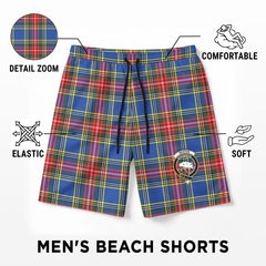 Beaton Modern Tartan Crest Men's Beach Shorts