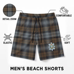 Black Watch Weathered Tartan Crest Men's Beach Shorts