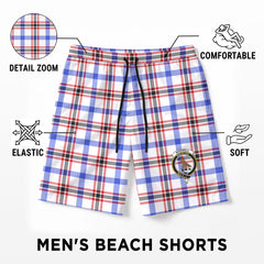 Boswell Modern Tartan Crest Men's Beach Shorts