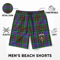 Brodie Hunting Modern Tartan Crest Men's Beach Shorts