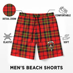 Brodie Modern Tartan Crest Men's Beach Shorts
