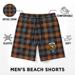 Brown Ancient Tartan Crest Men's Beach Shorts