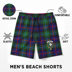 Calder (Calder-Campbell) Tartan Crest Men's Beach Shorts