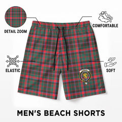 Cumming Hunting Modern Tartan Crest Men's Beach Shorts