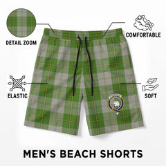 Cunningham Dress Green Dancers Tartan Crest Men's Beach Shorts