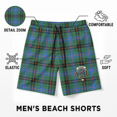 Davidson Ancient Tartan Crest Men's Beach Shorts