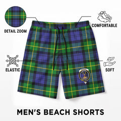 Gordon Modern Tartan Crest Men's Beach Shorts
