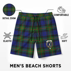 Gunn Modern Tartan Crest Men's Beach Shorts