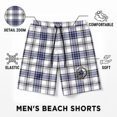 Hannay Modern Tartan Crest Men's Beach Shorts
