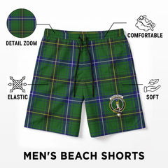 Henderson Modern Tartan Crest Men's Beach Shorts