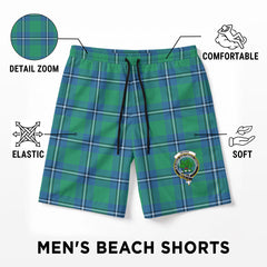 Irvine Ancient Tartan Crest Men's Beach Shorts