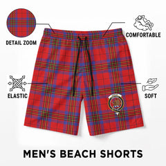 Leslie Modern Tartan Crest Men's Beach Shorts