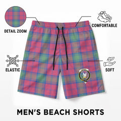 Lindsay Ancient Tartan Crest Men's Beach Shorts