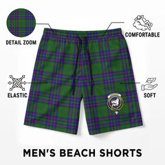 Lockhart Modern Tartan Crest Men's Beach Shorts
