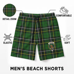 MacAlpine Modern Tartan Crest Men's Beach Shorts