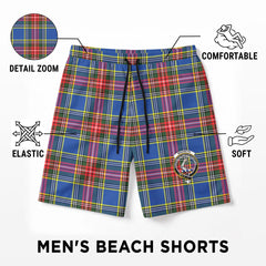MacBeth Modern Tartan Crest Men's Beach Shorts