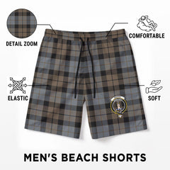 MacKay Weathered Tartan Crest Men's Beach Shorts