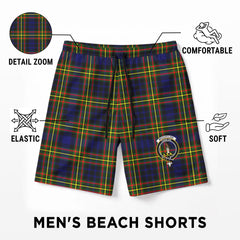 McClellan Modern Tartan Crest Men's Beach Shorts
