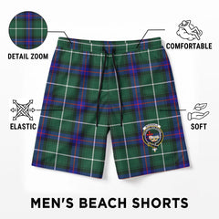 McDonald of the Isles Hunting Modern Tartan Crest Men's Beach Shorts